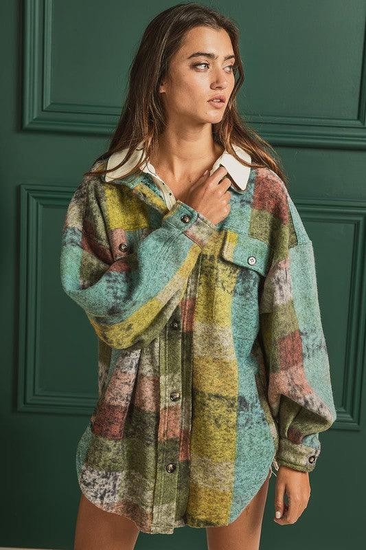 BiBi Loose Fit Buttoned Down Check Shirt Jacket - Wildflower Hippies