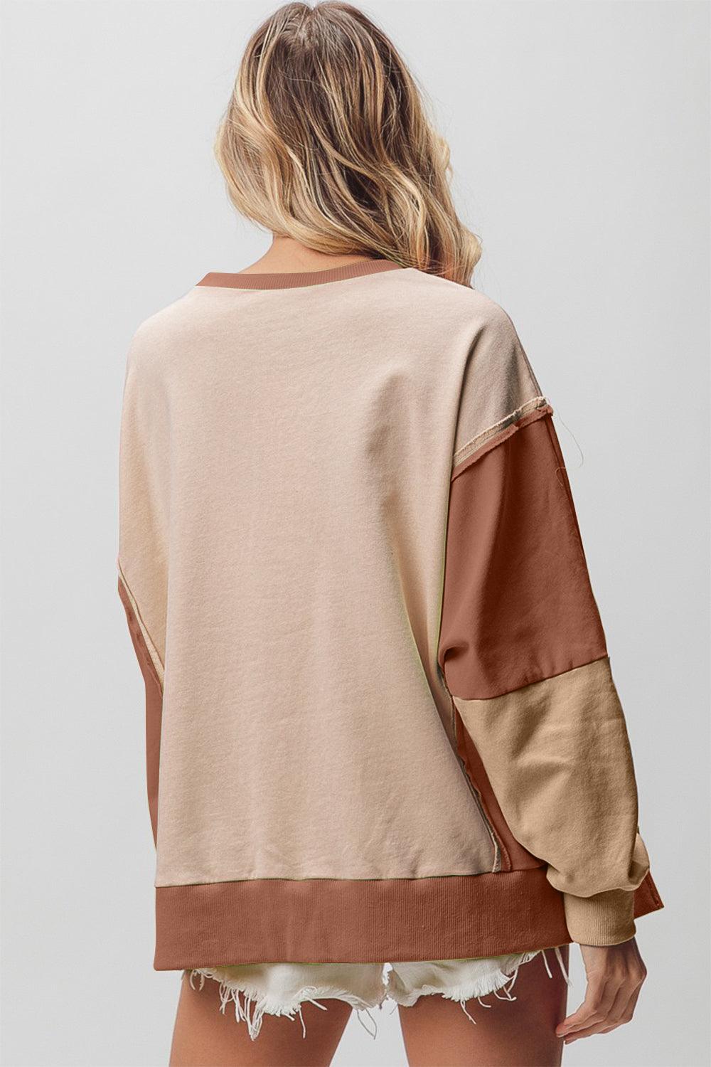 BiBi Washed Color Block Sweatshirt - Wildflower Hippies