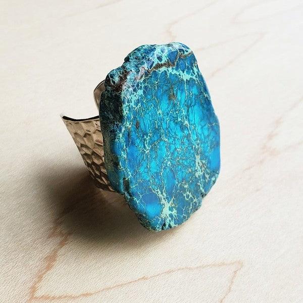 Blue Regalite Chunky Ring - Wildflower Hippies