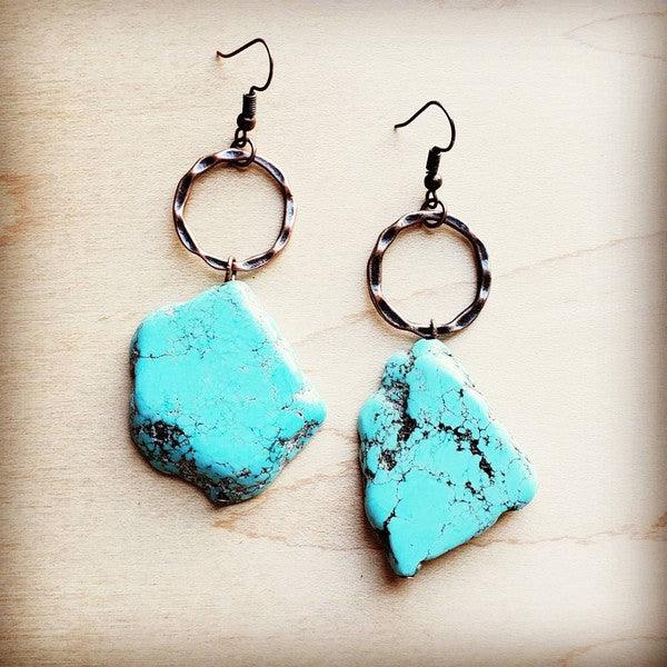 Blue Turquoise Chunky Earrings - Wildflower Hippies