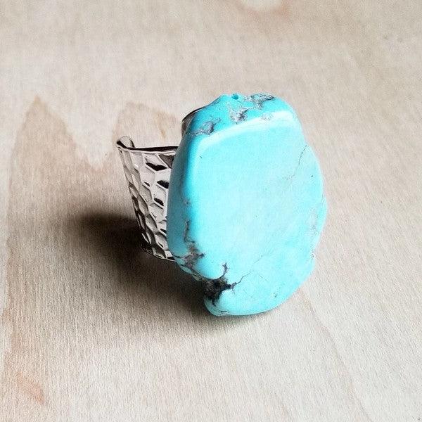 Blue Turquoise Slab Ring - Wildflower Hippies
