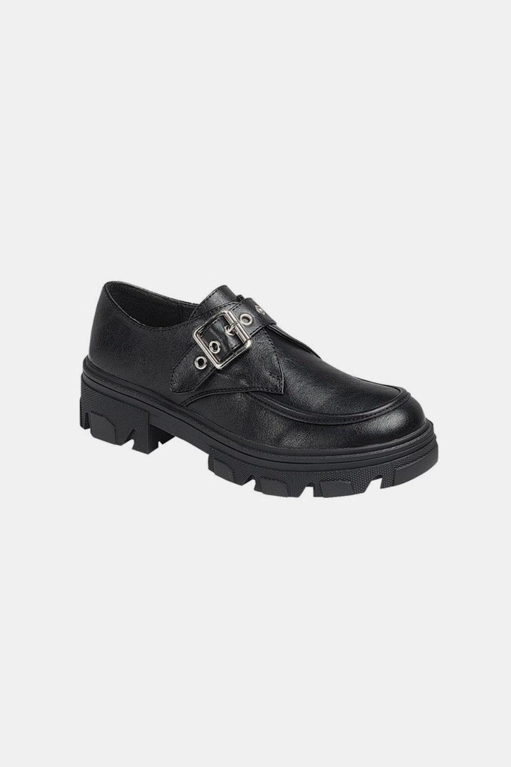 Buckled Platform Lug Sole Loafers - Charcoal - Wildflower Hippies