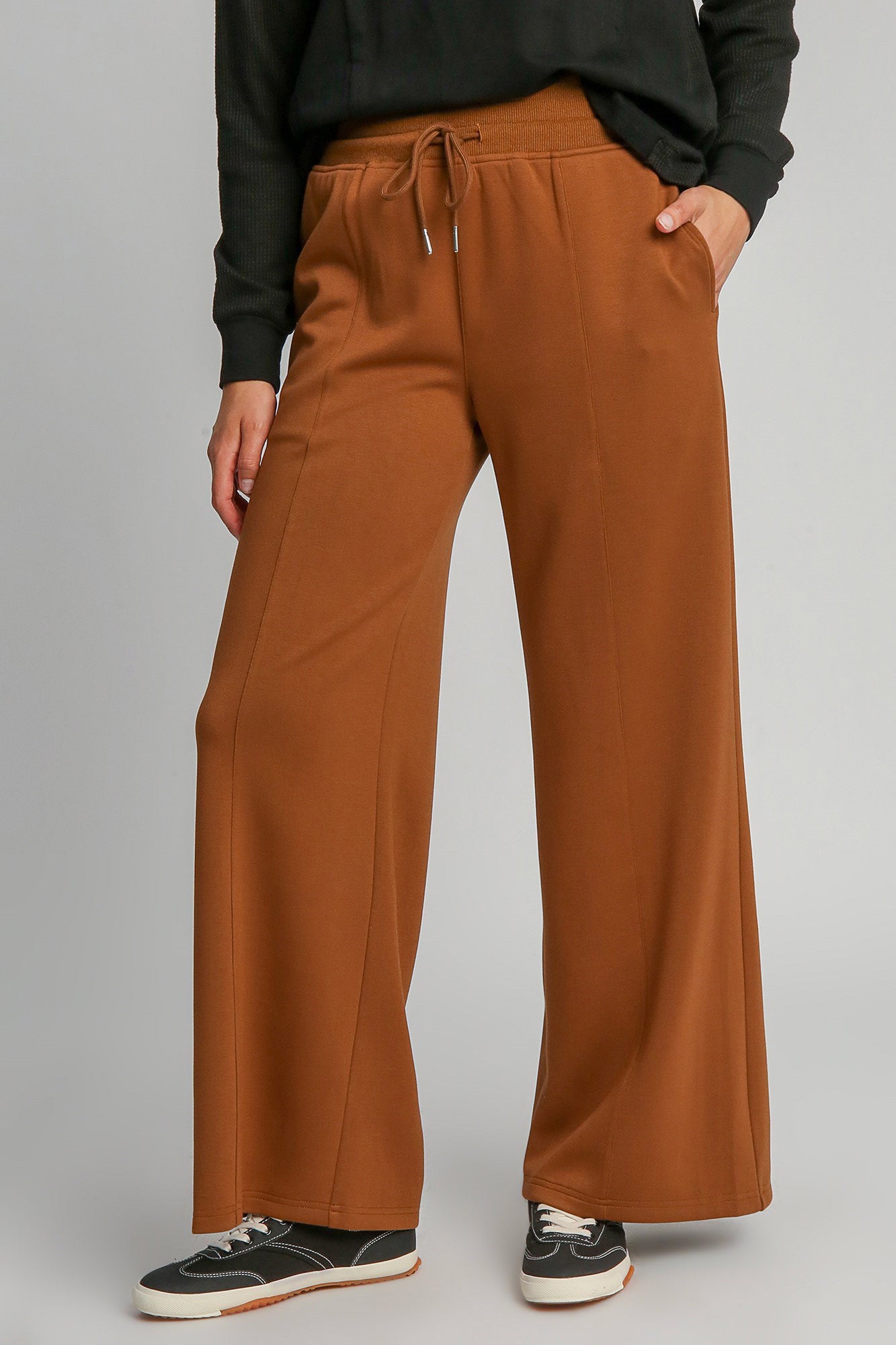 Drawstring Wide Leg Pants with Pockets