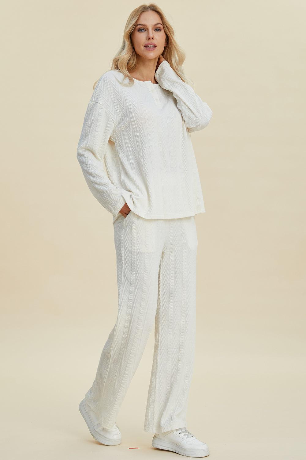 Cable-Knit Long Sleeve Top and Pants Set - Wildflower Hippies