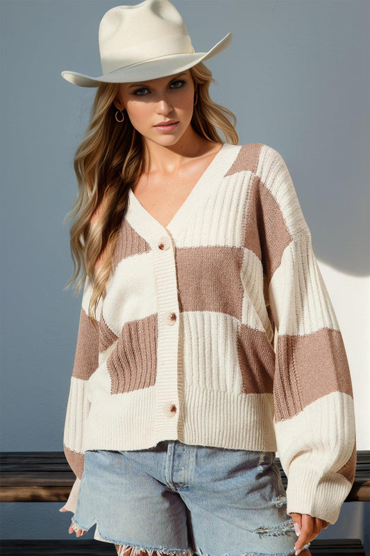 Checkered Dropped Shoulder Cardigan - Wildflower Hippies