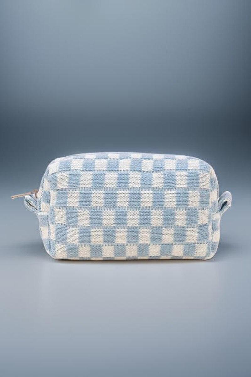 Checkered Pattern Knitted Cosmetic Pouch - Wildflower Hippies