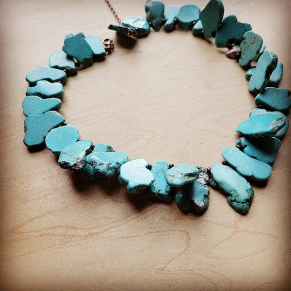 Chunky Blue Turquoise Slab Collar Necklace - Wildflower Hippies
