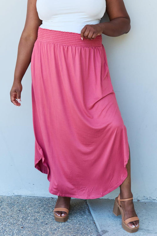 Comfort Princess High Waist Scoop Hem Maxi Skirt in Hot Pink - Wildflower Hippies