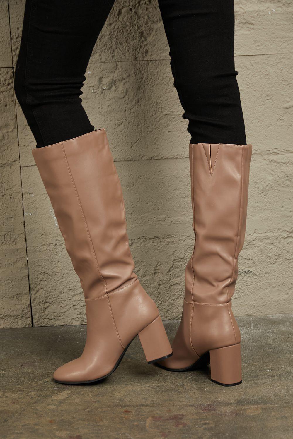 Corp Block Heel Knee High Boots - Wildflower Hippies