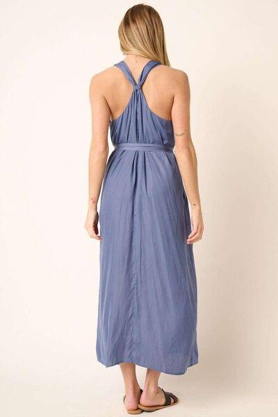 Cross Back Belted V Neck Tank Maxi Dress - Wildflower Hippies