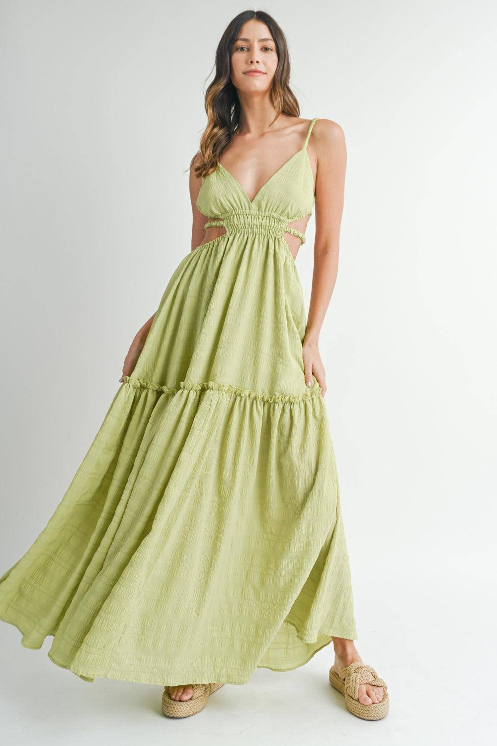 Cutout Waist Backless Maxi Dress - Wildflower Hippies