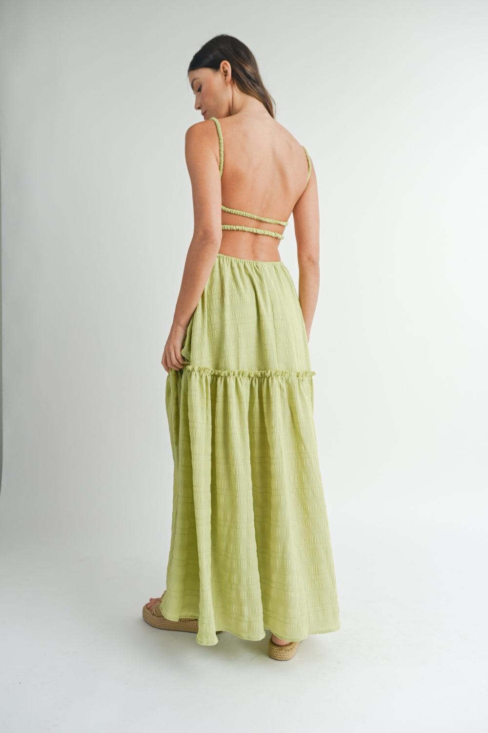 Cutout Waist Backless Maxi Dress - Wildflower Hippies