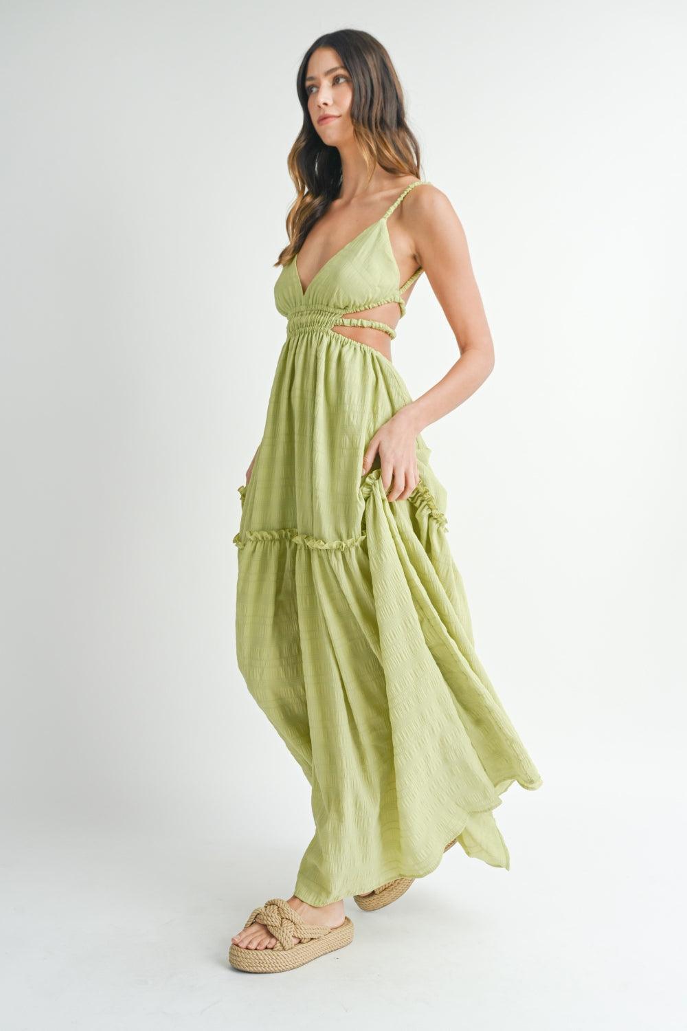 Cutout Waist Backless Maxi Dress - Wildflower Hippies