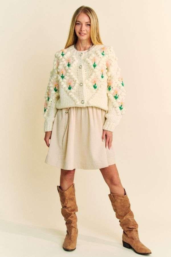 Floral Pattern Button Down Cardigan - Wildflower Hippies