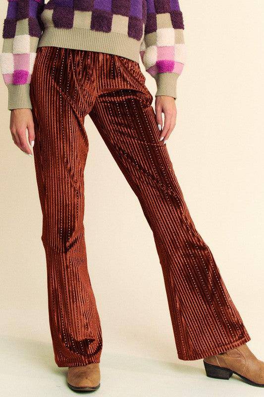 Elastic Waist Knit Flare Pants - Wildflower Hippies