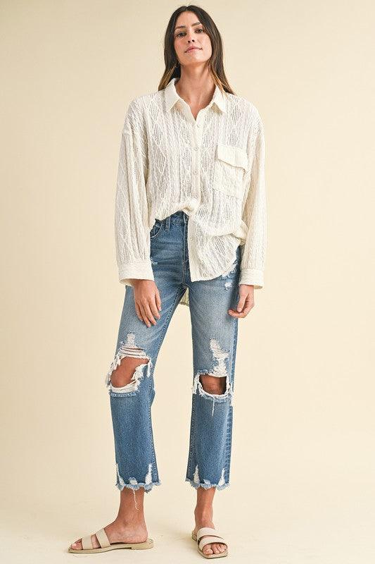 Distressed Raw Hem Cropped Jeans - Wildflower Hippies