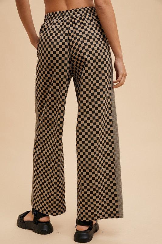 Drawstring Checkered Wide Leg Pants - Wildflower Hippies