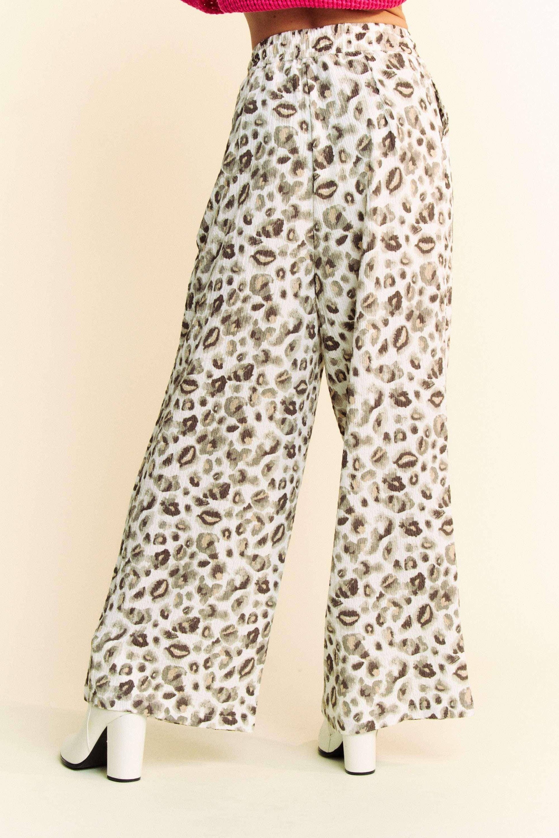 Drawstring Leopard Wide Leg Pants - Wildflower Hippies