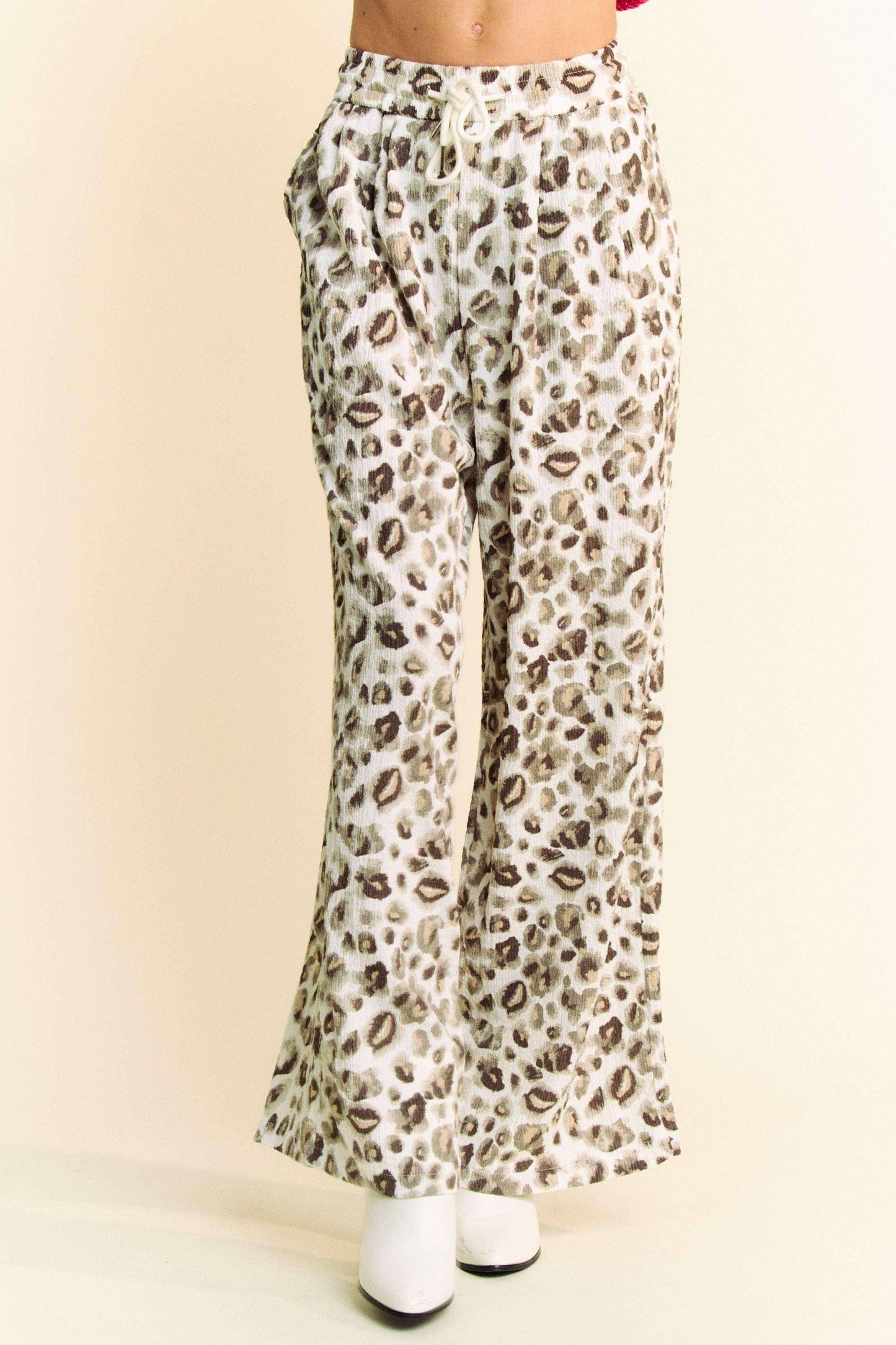 Drawstring Leopard Wide Leg Pants - Wildflower Hippies