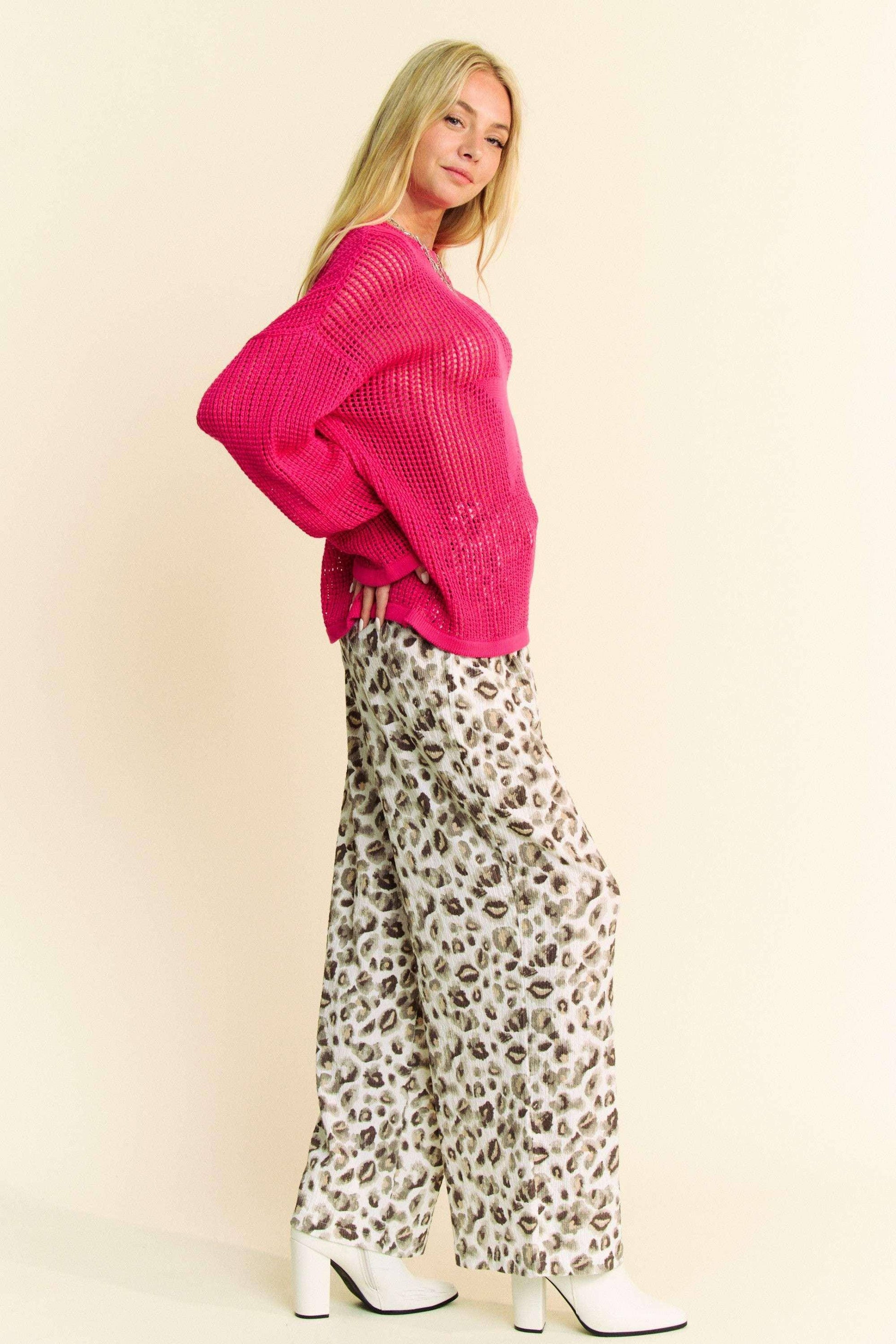 Drawstring Leopard Wide Leg Pants - Wildflower Hippies