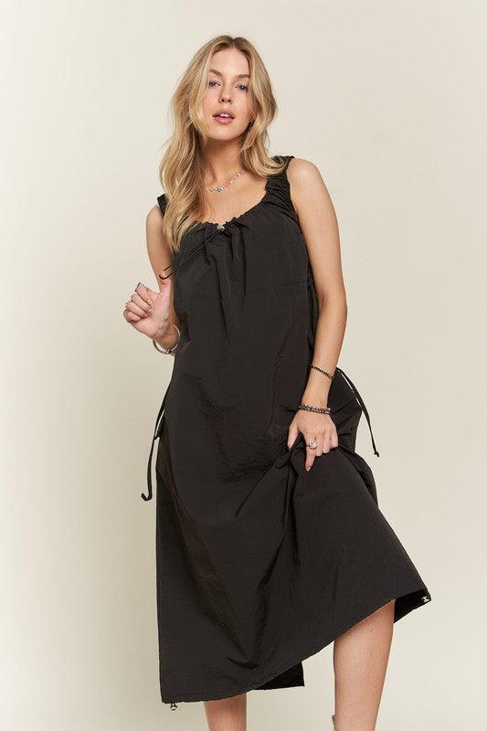 Drawstring Slit Back Cargo Dress - Wildflower Hippies