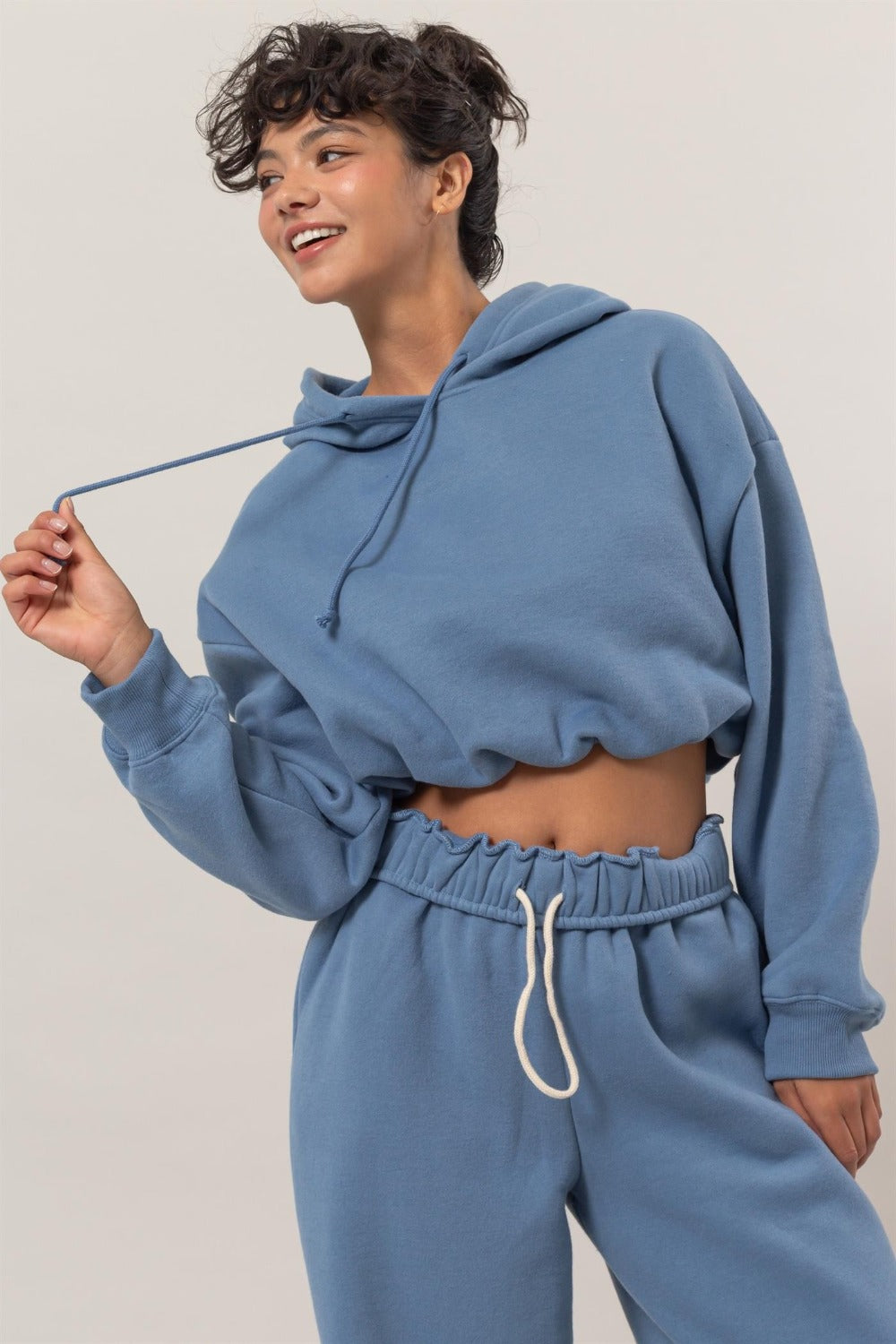 HYFVE Bubble Hem Cropped Hoodie