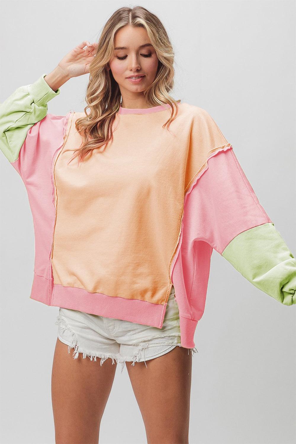 BiBi Washed Color Block Sweatshirt - Wildflower Hippies