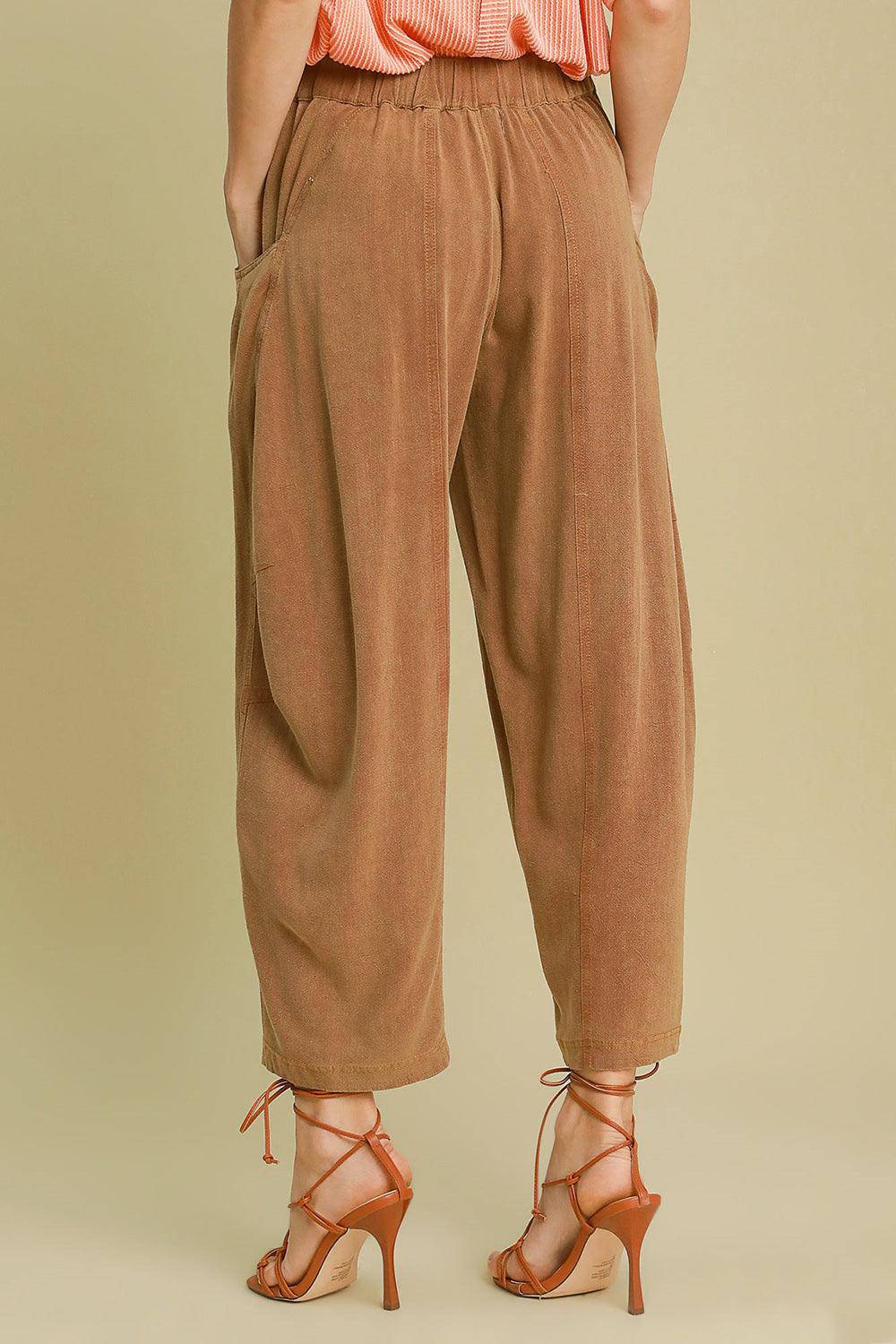 Elastic Waist Baggy Fit Pants with Pockets - Wildflower Hippies