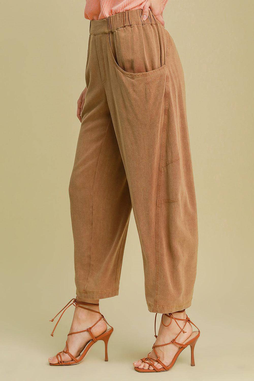 Elastic Waist Baggy Fit Pants with Pockets - Wildflower Hippies