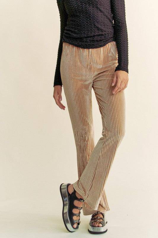 Elastic Waist Knit Flare Pants - Wildflower Hippies