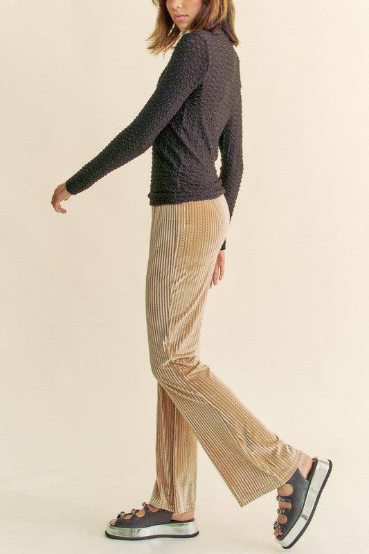 Elastic Waist Knit Flare Pants - Wildflower Hippies