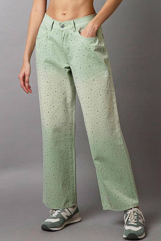 Embellishments Gradient Wide Leg Pants - Wildflower Hippies