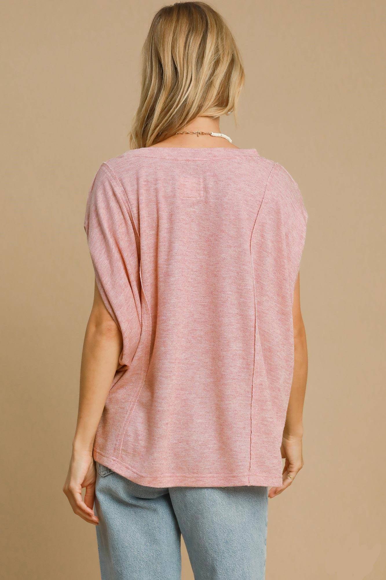 Exposed Seam Round Neck Batwing Sleeve Knit Top - Wildflower Hippies