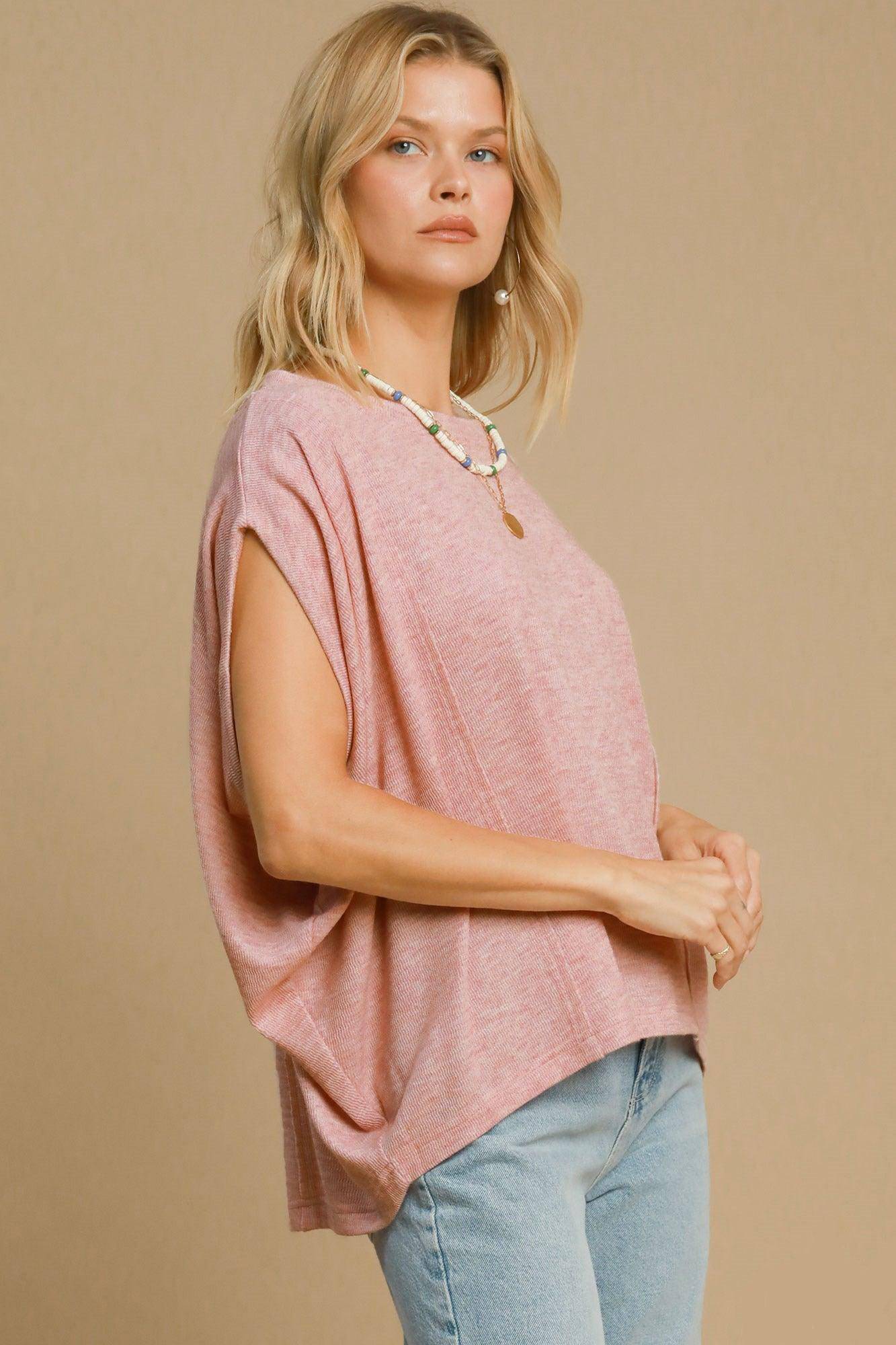 Exposed Seam Round Neck Batwing Sleeve Knit Top - Wildflower Hippies