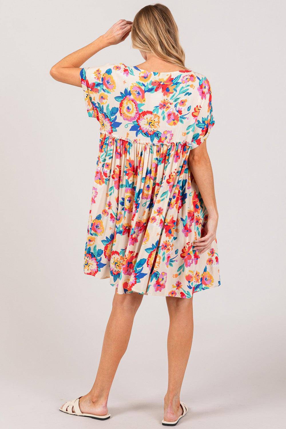 Floral Button-Down Short Sleeve Dress - Wildflower Hippies