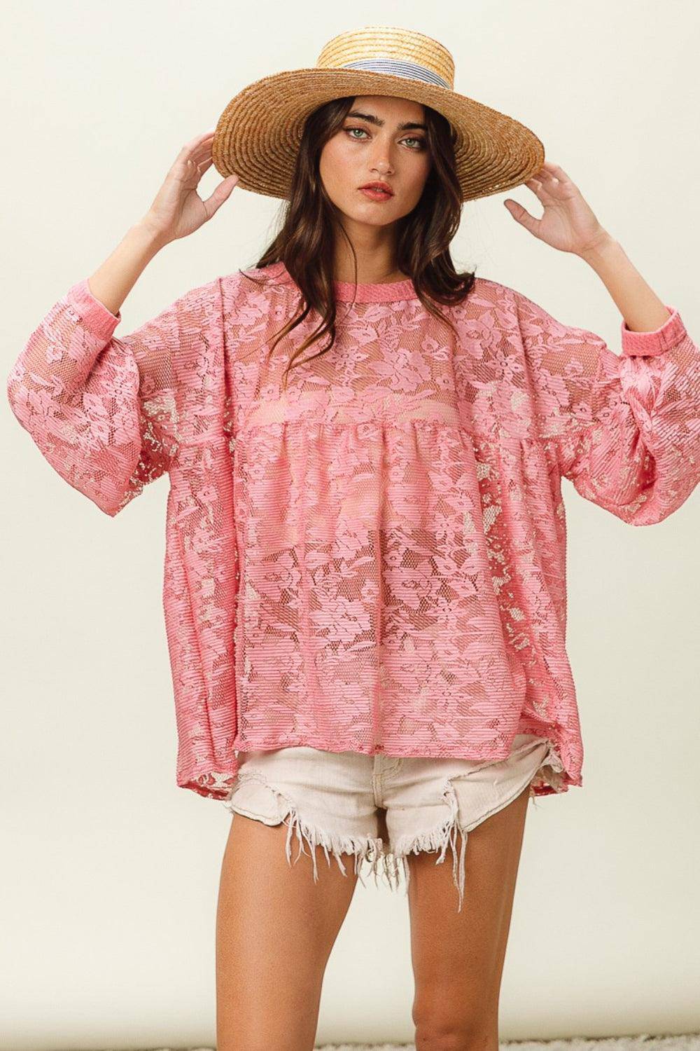 Floral Lace Long Sleeve Top - Wildflower Hippies