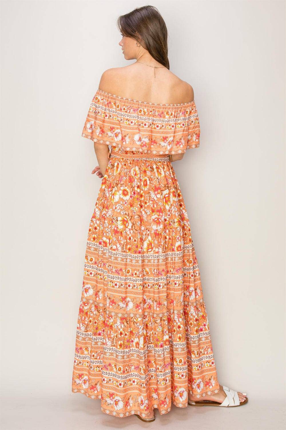 Floral Off-Shoulder Tie Front Maxi Dress - Wildflower Hippies