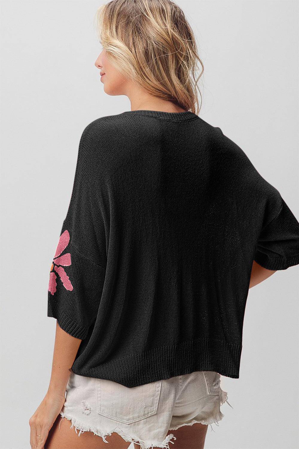 Floral Pattern Cropped Sweater - Wildflower Hippies