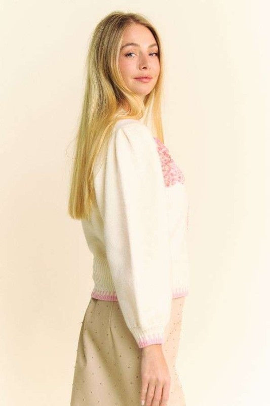 Flower Patch Fuzzy Mock Neck Sweater - Wildflower Hippies