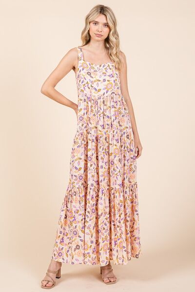 Flower Print Tiered Sleeveless Empire Maxi Dress - Wildflower Hippies