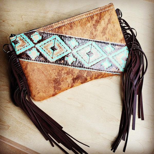 Handbag w/ Leather Fringe and Navajo Side Accent - Wildflower Hippies
