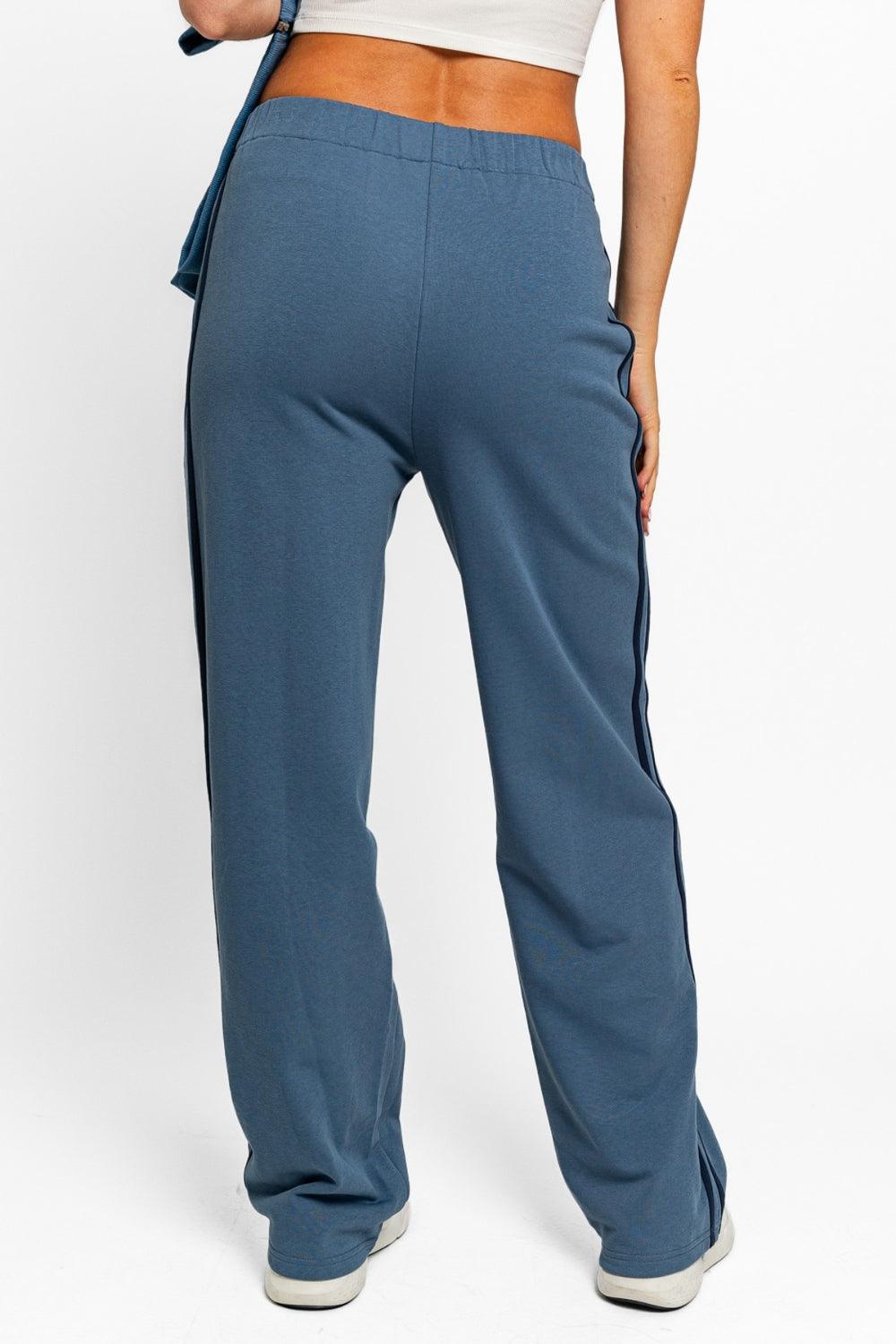 High Waisted Side Stripes Straight Track Sweatpants - Wildflower Hippies