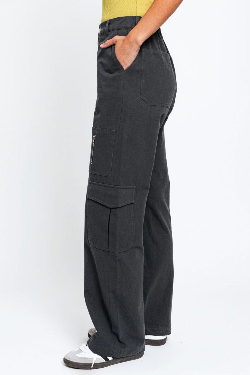 High Waisted Wide Leg Cargo Pants with Pockets - Wildflower Hippies