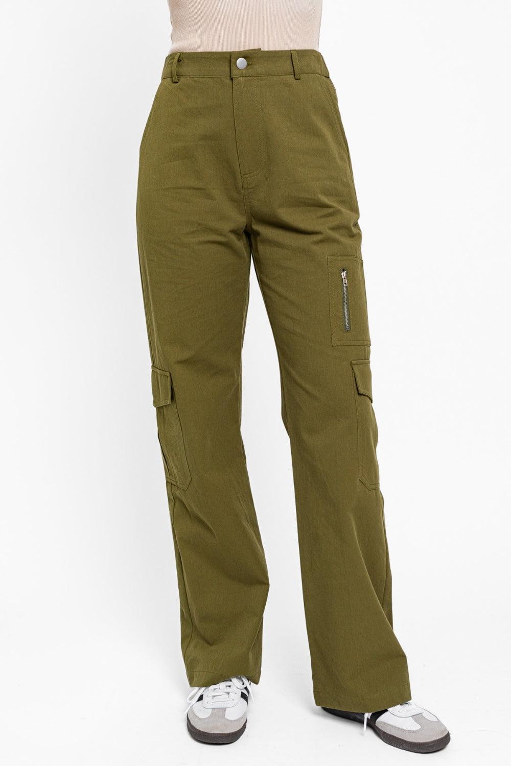 High Waisted Wide Leg Cargo Pants with Pockets - Wildflower Hippies