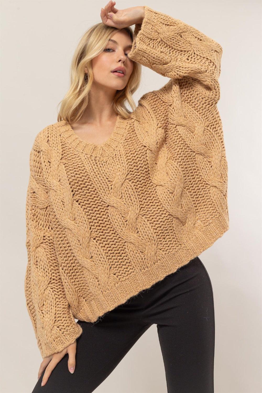 HYFVE Cable Knit V-Neck Sweater - Wildflower Hippies