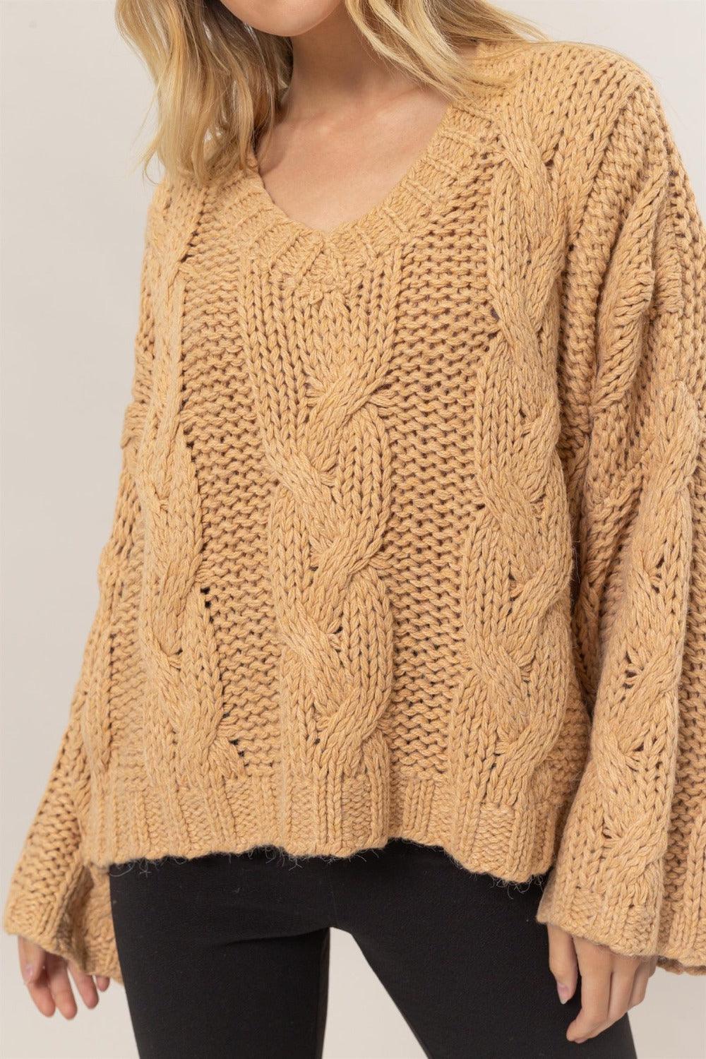 HYFVE Cable Knit V-Neck Sweater - Wildflower Hippies