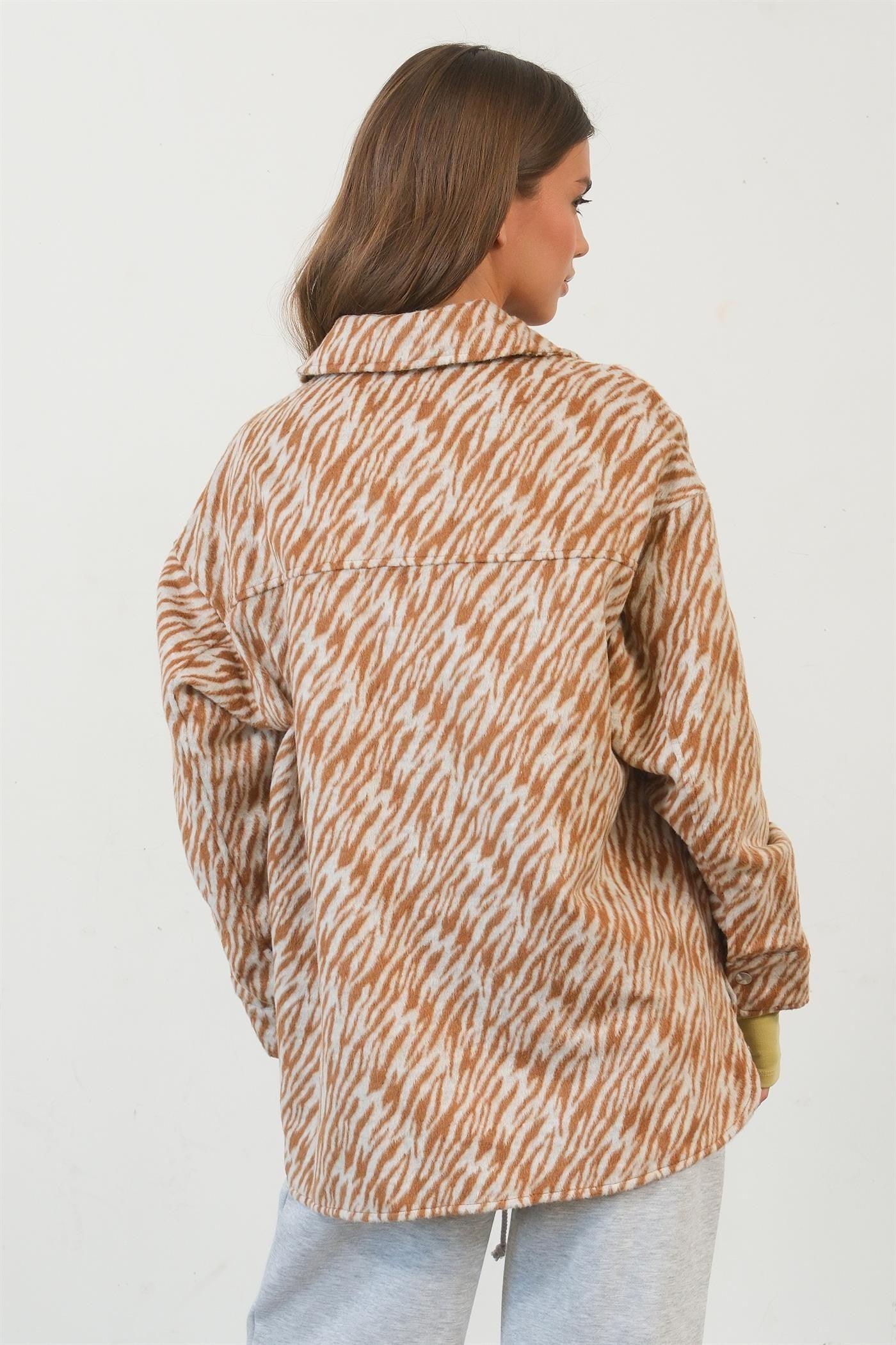 HYFVE Zebra Print Snap Down Long Sleeve Shacket - Wildflower Hippies