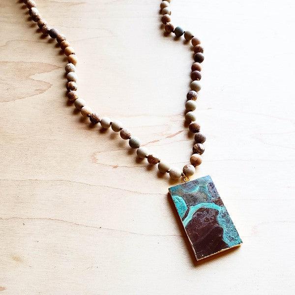 JASPER Necklace with Ocean Agate Pendant - Wildflower Hippies