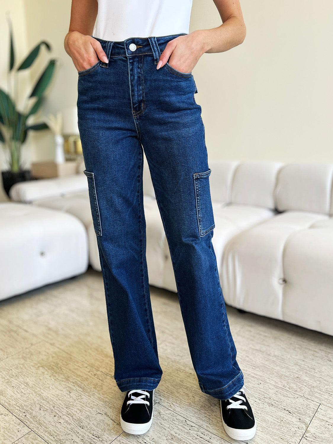 Judy Blue Full Size High Waist Straight Cargo Jeans - Wildflower Hippies