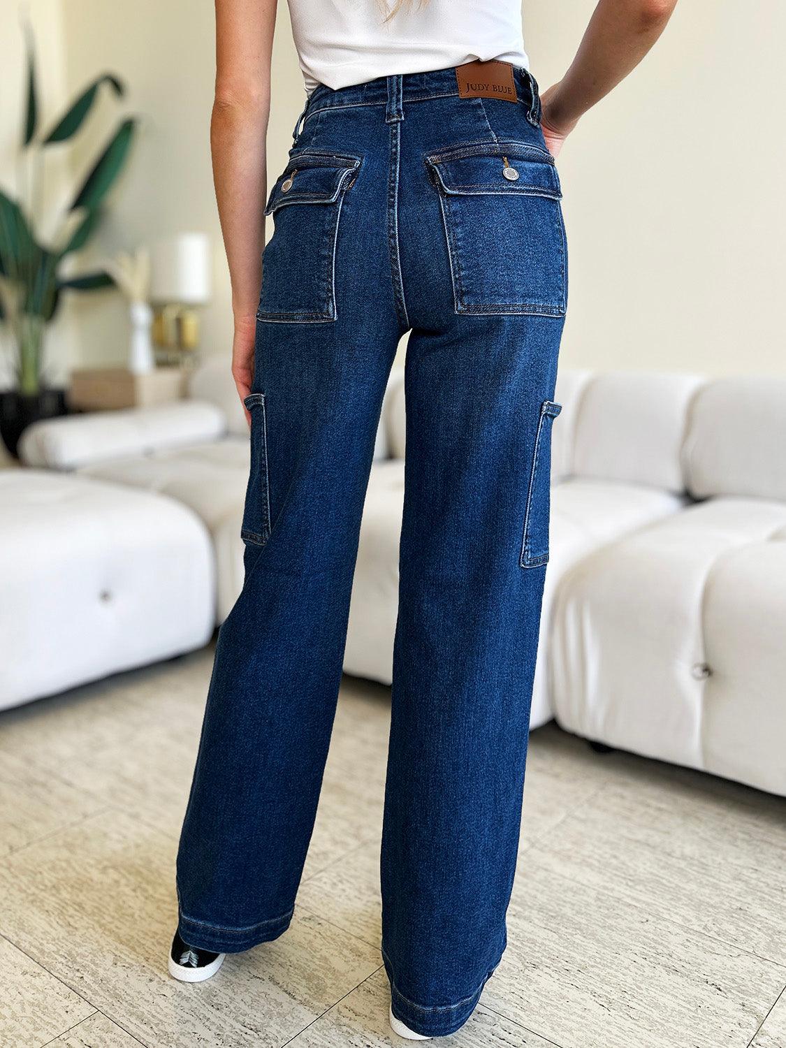 Judy Blue Full Size High Waist Straight Cargo Jeans - Wildflower Hippies